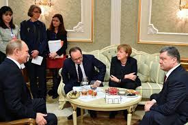 Vladimir Putin, Francois Hollande, Angela Merkel, Petro Poroshenko, Minsk, February 2015 (--thebricspost.com)