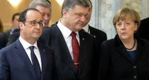 Francois Hollande, Petro Poroshenko, Angela Merkel, Minsk, February 2015 (--Sputnik)