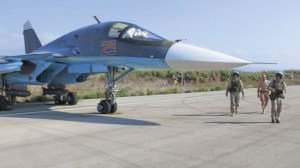 Russian Su-34 at Latakia air base in Syria. (--Russian MoD)
