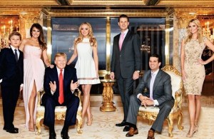 Son Barron, wife Melania, Donald Trump, daughter Tiffany, sons Eric and Donald Jr. daughter Ivanka.