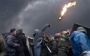 Protesters in Maidan, Kiev (--David Rose/Telegraph)