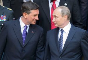 Vladimir Putin with Slovenian President Borut Pahor (--JURE MAKOVEC/AFP/Getty Images)